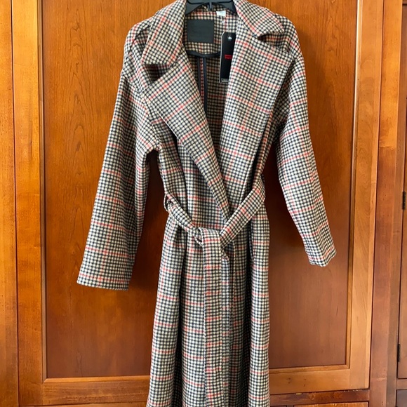 Levi’s Long Classic Belted Plaid Coat - Picture 6 of 7